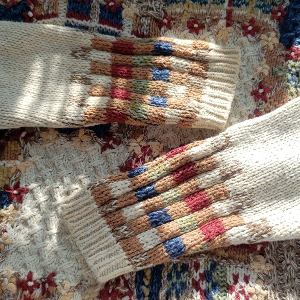 90s Heirloom Collectibles Sweater Colorful Embroidered Patchwork Coastal Grandma - Picture 6 of 6